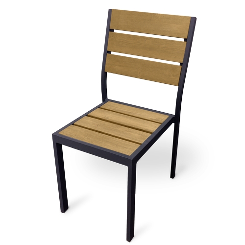 Just Chair Manufaturing PW80618 Welded Aluminum Frame Weather-Proof Stacking Side Chair