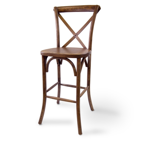 Just Chair Manufaturing R90030 X Back Rustic Walnut Wood Frame Bar Stool w/ Footrest