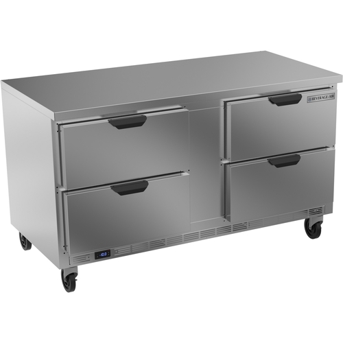 Beverage Air WTFD60AHC-4-FLT 60" Wide Two Section Four Drawer Worktop Freezer