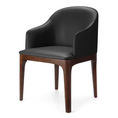 Just Chair Manufaturing U58818-BLK Wood Frame Lounge Arm Chair w/ Upholstered Round Back