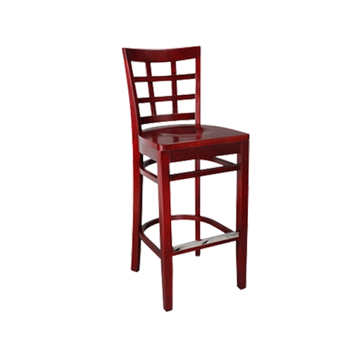 Just Chair Manufaturing W27130-SS Window Back German Beech Wood Frame Bar Stool w/ Wood Seat