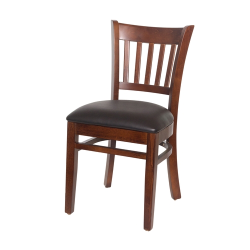 Just Chair Manufaturing W34718-PS Floating Slat Back German Beech Wood Chair w/ Black Seat