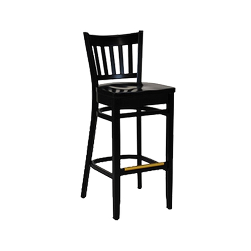 Just Chair Manufaturing W34730-SS Floating Slat Back German Beech Wood Bar Stool w/ Wood Seat 