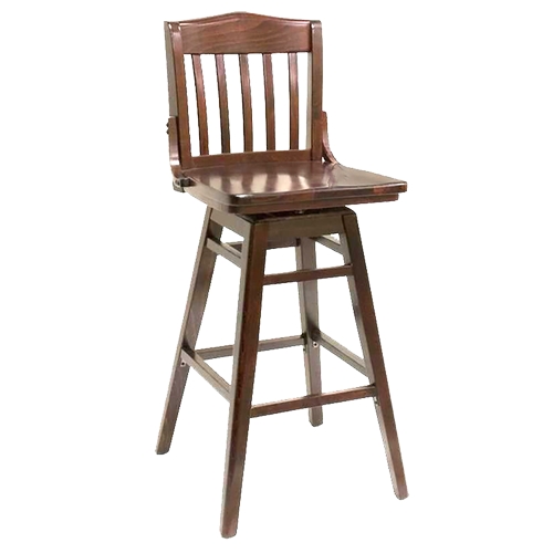 Just Chair Manufaturing W36430-SWL Schoolhouse Slat Back German Beech Wood Swivel Barstool
