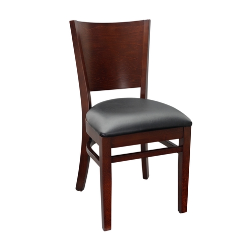 Just Chair Manufaturing W38818-PS Flared Back German Beech Wood Chair w/ Black Vinyl Seat
