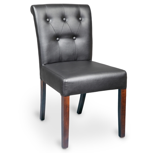 Just Chair Manufaturing W58918-BLK German Beech Wood Frame Side Chair w/ Rolled & Tufted Back