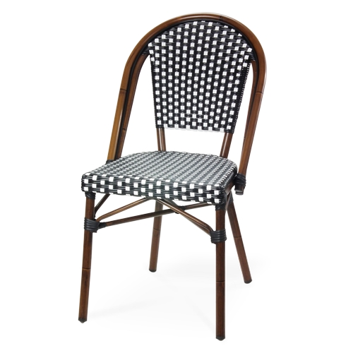 Just Chair Manufaturing WL85018-WAL-BW Aluminum Frame Side Chair w/ Rattan Style Woven Vinyl