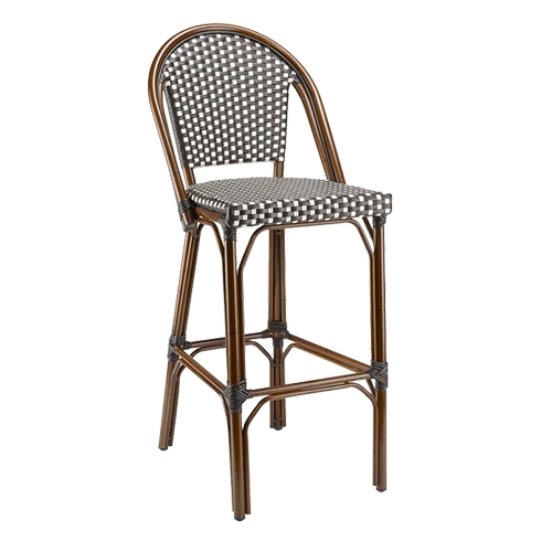 Just Chair Manufaturing WL85030-WAL-BW Aluminum Frame Barstool w/ Rattan Style Woven Vinyl