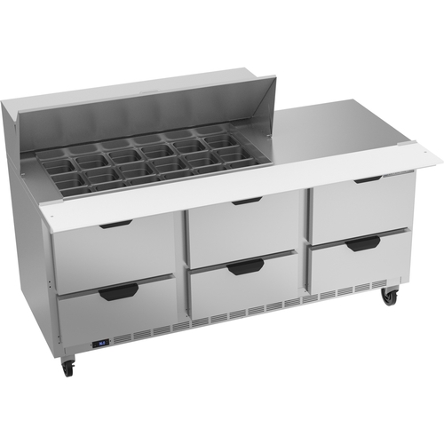 Beverage Air SPED72HC-18M-6 72" 18 Pan Three Section Mega Top Sandwich Salad Prep Table