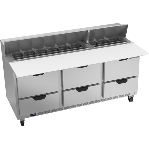 Beverage Air SPED72HC-18C-6 72" 18 Pan Three Section Sandwich Salad Prep Table