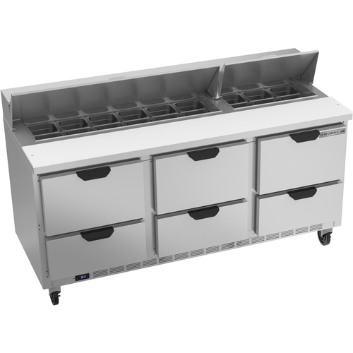 Beverage Air SPED72HC-18-6 72" 18 Pan Three Section Sandwich Salad Prep Table