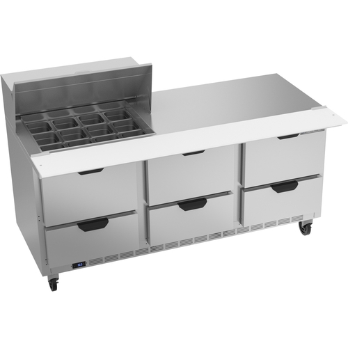 Beverage Air SPED72HC-12M-6 72" 12 Pan Three Section Mega Top Sandwich Salad Prep Table