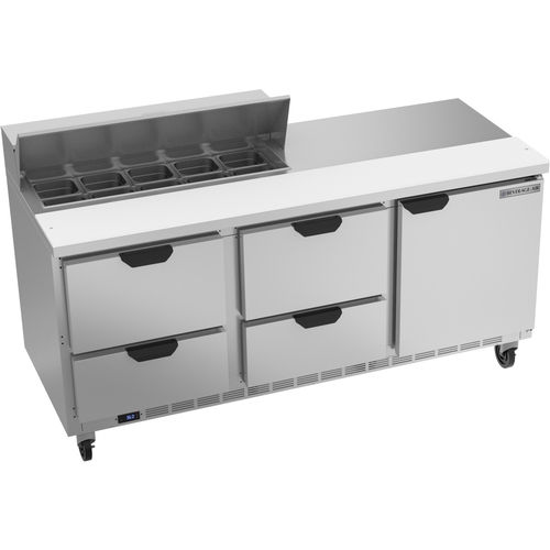 Beverage Air SPED72HC-10-4 72" 10 Pan Three Section Sandwich Salad Prep Table