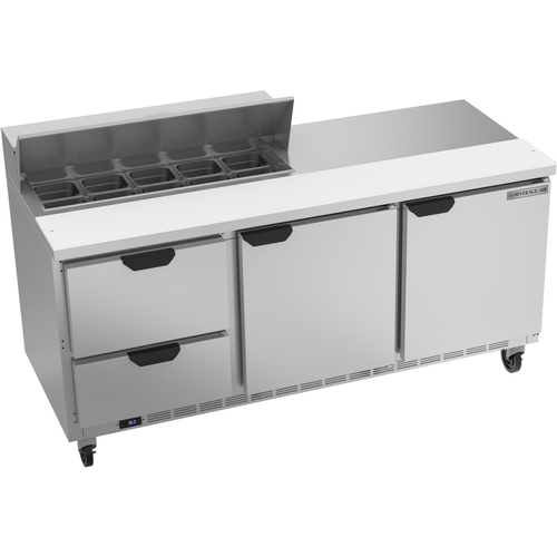 Beverage Air SPED72HC-10-2 72" 10 Pan Three Section Sandwich Salad Prep Table