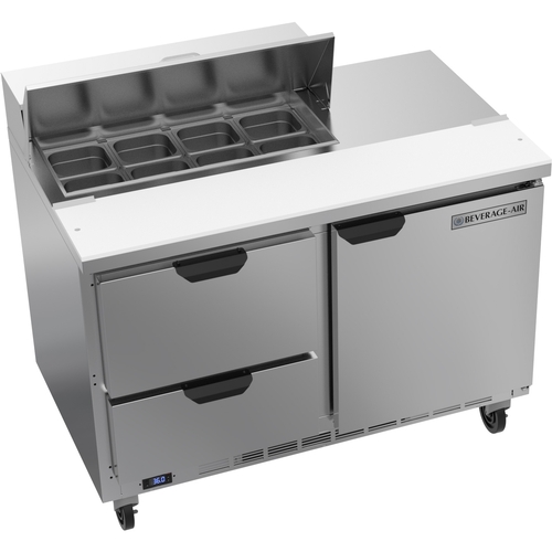 Beverage Air SPED48HC-08-2 48" 8 Pan Two Section Sandwich Salad Prep Table