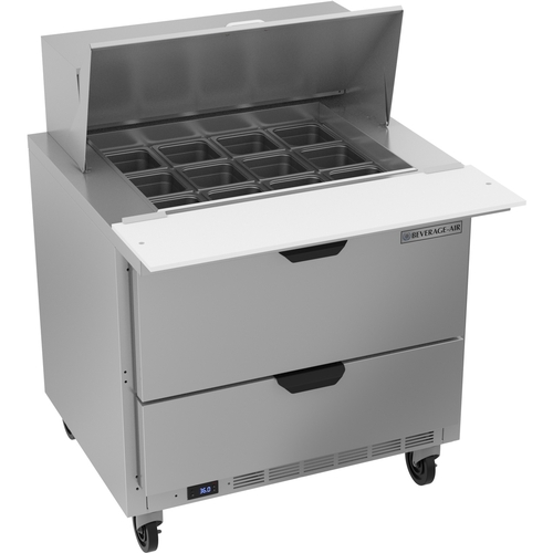 Beverage Air SPED36HC-12M-2 36" 12 Pan One Section Mega Top Sandwich Salad Prep Table