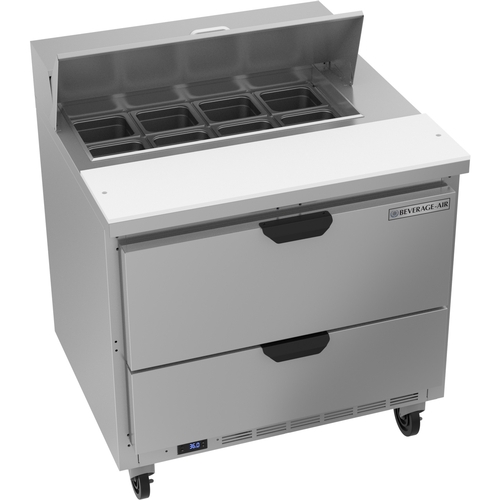 Beverage Air SPED36HC-08-2 36" 8 Pan One Section Sandwich Salad Prep Table