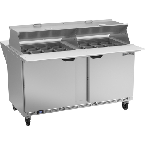 Beverage Air SPE60HC-24M-DS 60" 24 Pan Two-Section Dual Sided Mega Top Prep Table