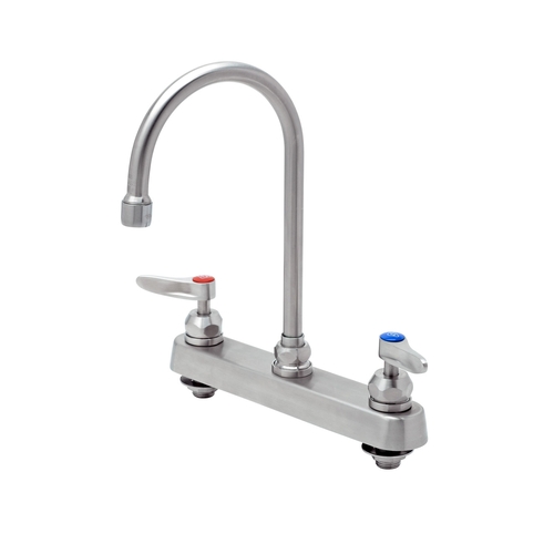 T&S Brass S-1142-CR Eversteel 8" Deck Mount Workboard Faucet w/ Gooseneck Faucet