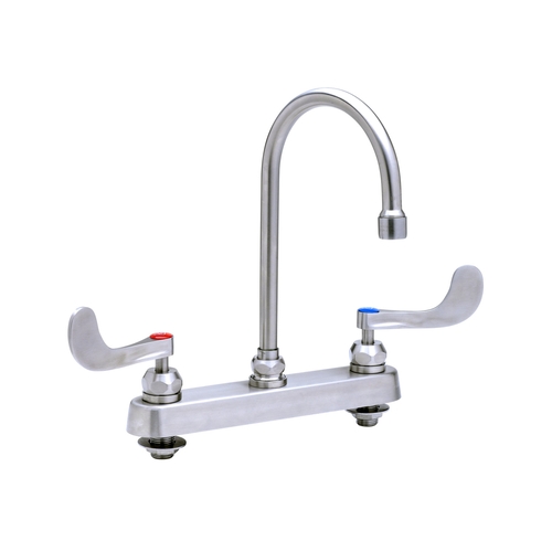 T&S Brass S-1142-04-CR Eversteel 8" Deck Mount Workboard Faucet w/ Gooseneck Faucet
