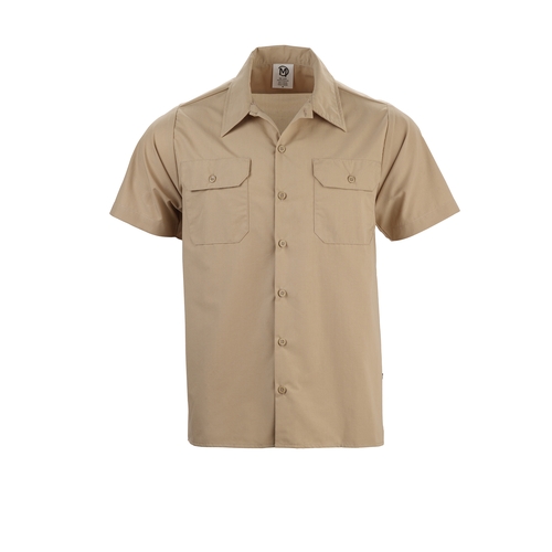 Mercer Culinary M60250KHL Metro Edge Series Khaki Unisex Work Shirt w/ Mesh Back - L