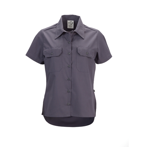 Mercer Culinary M60350GYL Metro Edge Series Gray Women's Work Shirt w/ Mesh Back - L