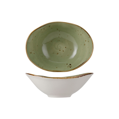 Tuxton China Inc GGO-403 Artisan Geode 20 oz. Olive Porcelain Capistrano Bowl - 1 Doz