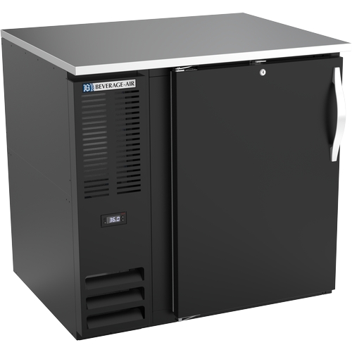 Beverage Air BB36HC-F-B 36" One-Section Black Solid Back Bar Cooler w/ Stainless Top
