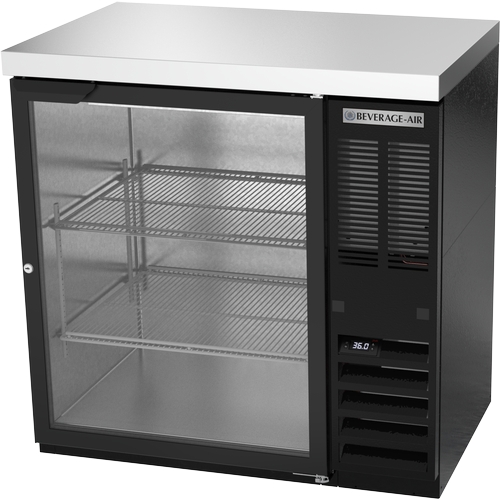 Beverage Air BBN36HC-FG-B 36" One-Section Black Coated Back Bar Cabinet w/ Glass Door