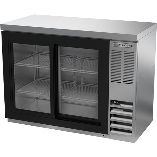 Beverage Air BBN48HC-F-GS-S 48" Stainless Steel Sliding Glass Door Pass-Thru Bar Cooler