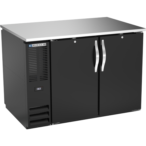 Beverage Air BB48HC-F-PT-B 48" Two-Section Black Pass-Thru Solid Door Back Bar Cabinet