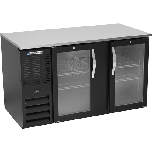 Beverage Air BB58HC-FG-B 59" Two-Section Black Coated Glass Door Back Bar Cabinet