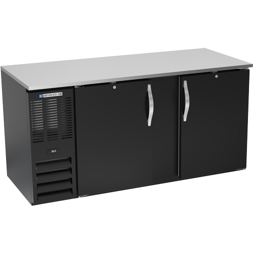 Beverage Air BB68HC-F-B 69" Black Coated Solid Door Back Bar Cabinet w/ LED Lights
