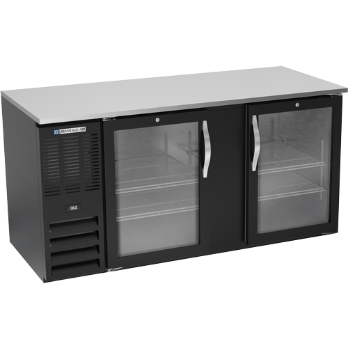 Beverage Air BB68HC-FG-B 69" Two-Section Black Coated Glass Door Back Bar Cooler