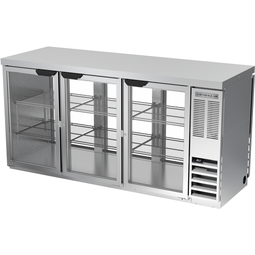Beverage Air BBN72HC-FG-PT-S 72" Three-Section Pass-Thru Glass Door Back Bar Cooler