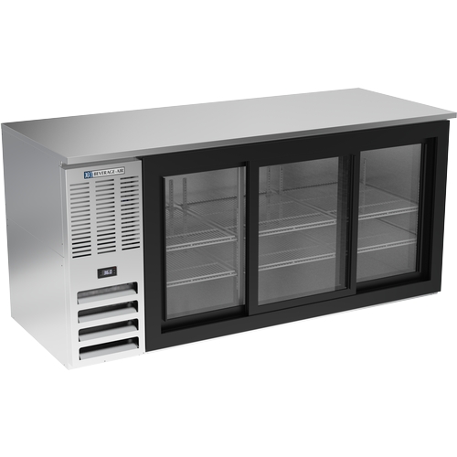 Beverage Air BB72HC-F-GS-S 72" Three-Section Stainless Steel Glass Door Back Bar Cooler