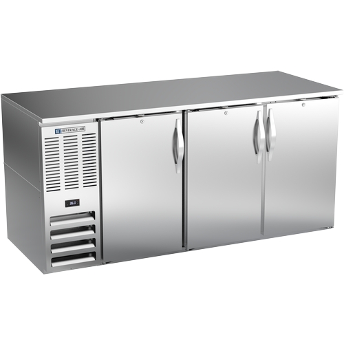 Beverage Air BB72HC-F-S 72" Stainless Steel 3 Solid Door Back Bar Cooler