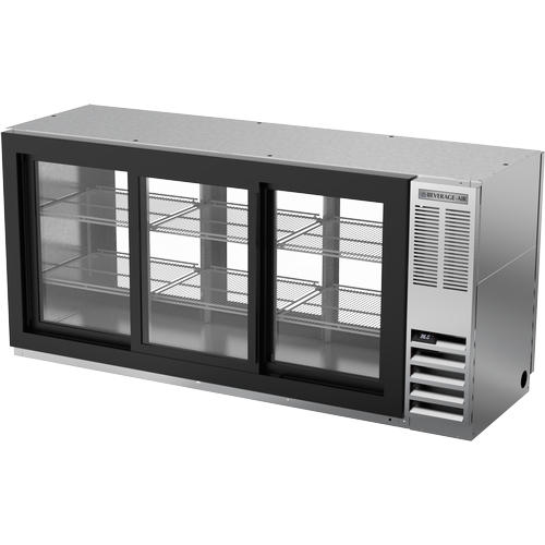 Beverage Air BBN72HC-F-GS-PT-S 72" Stainless Glass Slide Door Pass-Thru Back Bar Cooler
