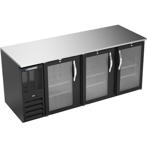 Beverage Air BB78HC-FG-B 79" Three Glass Door Black Refrigerated Back Bar Cooler 