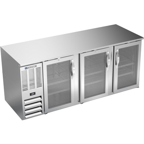Beverage Air BB78HC-FG-S 79" Three Glass Door Stainless Refrigerated Back Bar Cooler