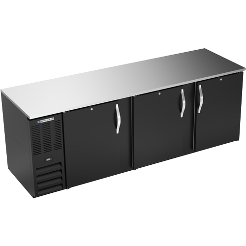 Beverage Air BB94HC-F-B 95" Black 3 Solid Door Refrgerated Back Bar Cooler