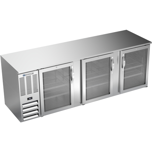 Beverage Air BB94HC-FG-S 95" Stainless Steel 3 Glass Door Refrgerated Back Bar Cooler