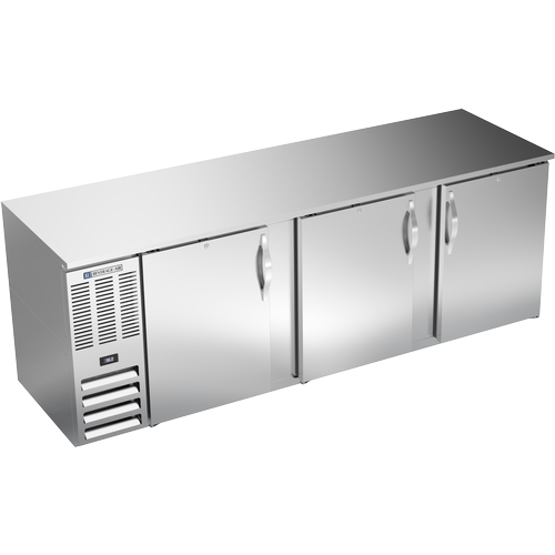 Beverage Air BB94HC-F-S 95" Stainless Steel 3 Solid Door Refrgerated Back Bar Cooler