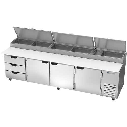 Beverage Air DPD119HC-3 119" Four-Section Refrigerated Pizza Prep Table