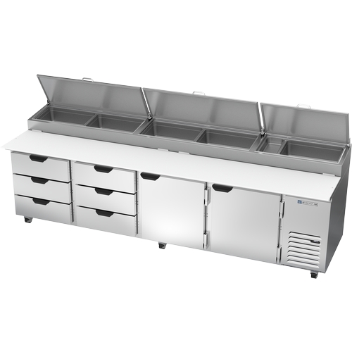 Beverage Air DPD119HC-6T 119"Four-Section Refrigerated Pizza Prep Table