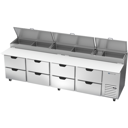 Beverage Air DPD119HC-8 119" Four-Section Refrigerated Pizza Table