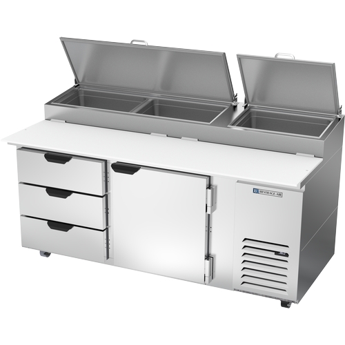 Beverage Air DPD72HC-3 72" Two-Section Refrigerated Pizza Table