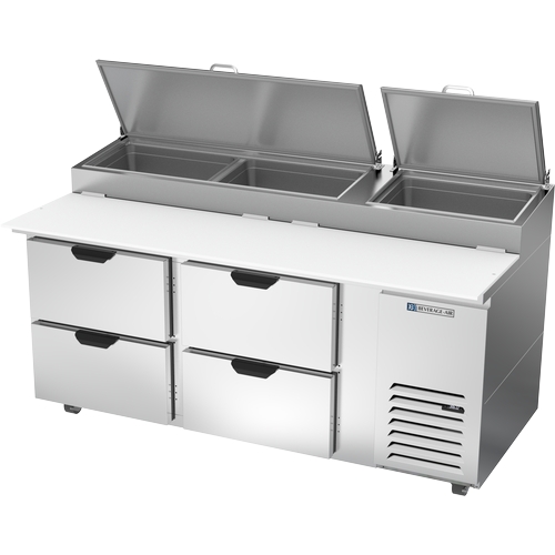 Beverage Air DPD72HC-4 72" Two-Section Refrigerated Pizza Table