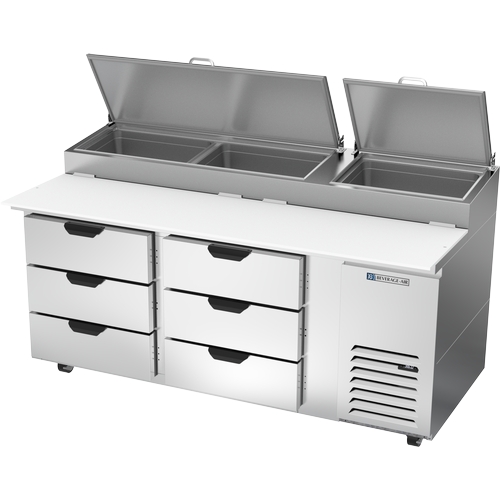 Beverage Air DPD72HC-6 72" Two-Section Refrigerated Pizza Table