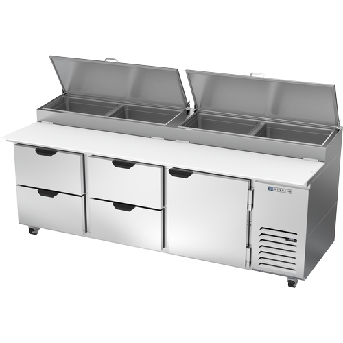 Beverage Air DPD93HC-4 93" Three-Section 4 Drawer Refrigerated Pizza Table
